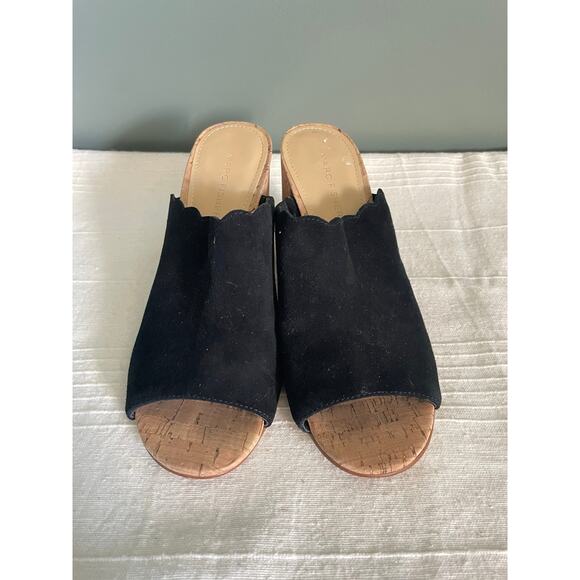 Marc Fisher Pomme Black Leather Suede Mule Block Heel With open Toe. Sz 8. - Picture 2 of 7